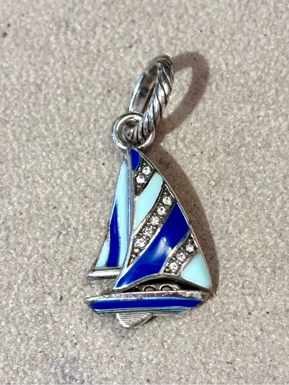🆕Listing! Brighton Set Sail charm Sailboat in blue & aqua with crystals Retired